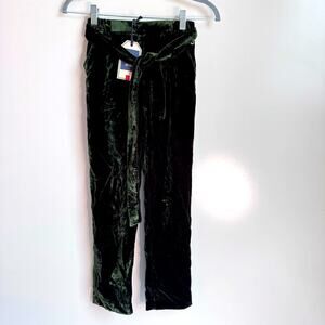 Mission Dutti Girl Kids Green Velvet Crushed Dress Pant Straight Pull On Y 9-10